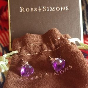Amethyst Heart Stud Earrings